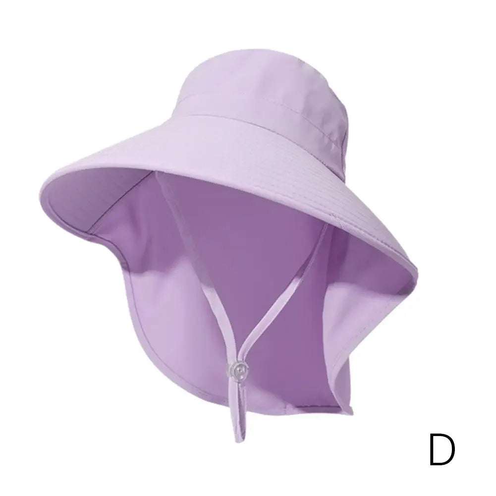 Women's Large Brim Sun Hat with UV Neck Flap – 5 Colors Wide Brim Sun Hat Qme Purple