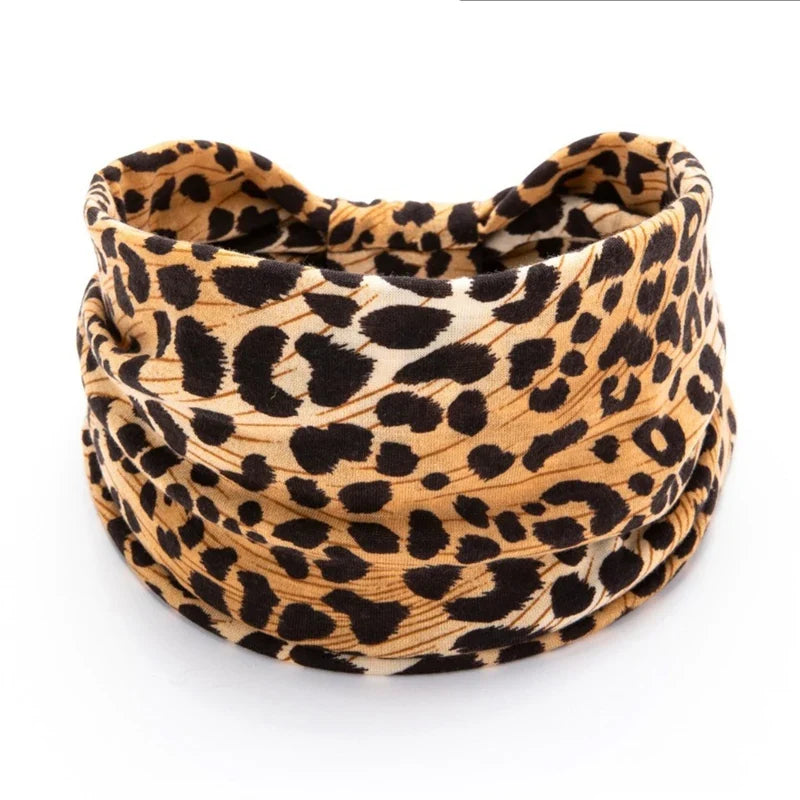 Women's Wide Leopard Print Elastic Hair Bands – Yoga & Pilates Wide Elastic Headband Qme