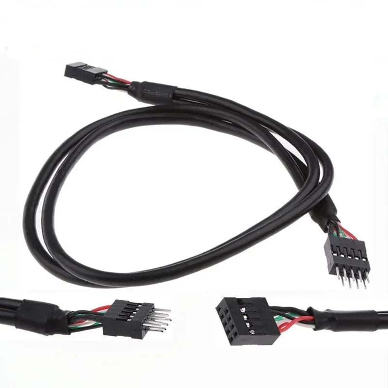 9-Pin Dupont USB Front Panel Extension Cable 515mm USB Extension Cable Qme Black 515mm