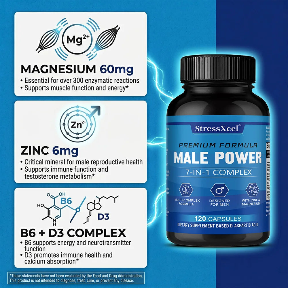 Maca Root Capsules – Vitamin B6, D3, Zinc & Magnesium Blend Herbal Supplement Qst
