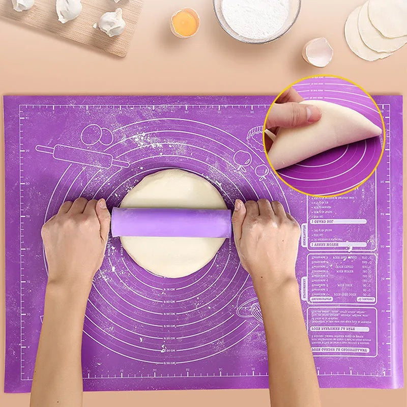 Large Non-Stick Silicone Pastry Mat – Fondant, Pie & Pizza Silicone Pastry Mat Qme