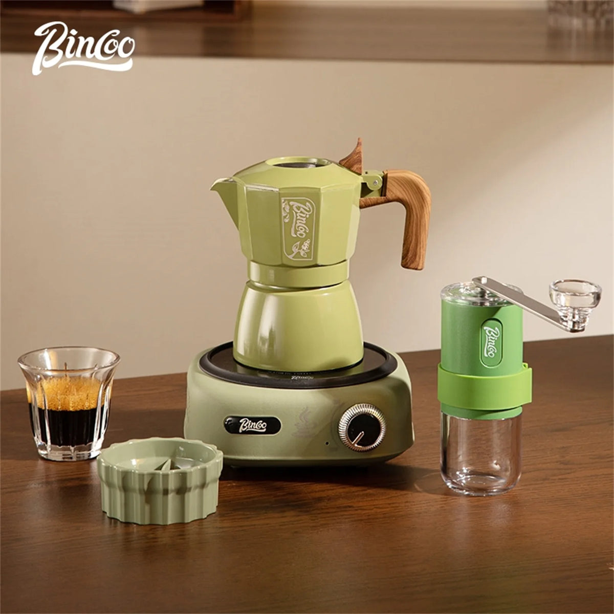 Bincoo 6-Color Moka Pot 2-Valve Espresso Starter Kit Stovetop Espresso Maker Qst