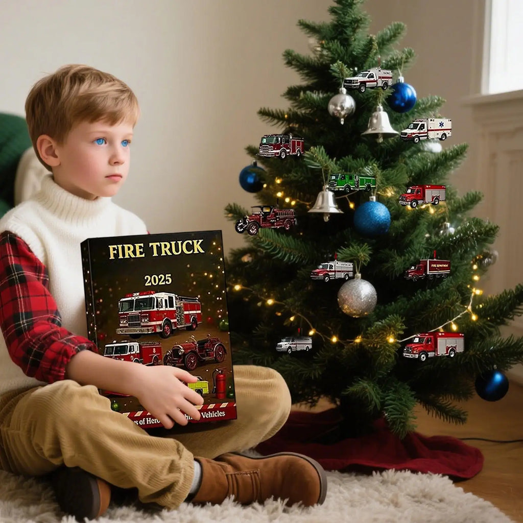 Fire Truck Advent Calendar – 24 Christmas Countdown Ornaments Christmas Advent Calendar Qme