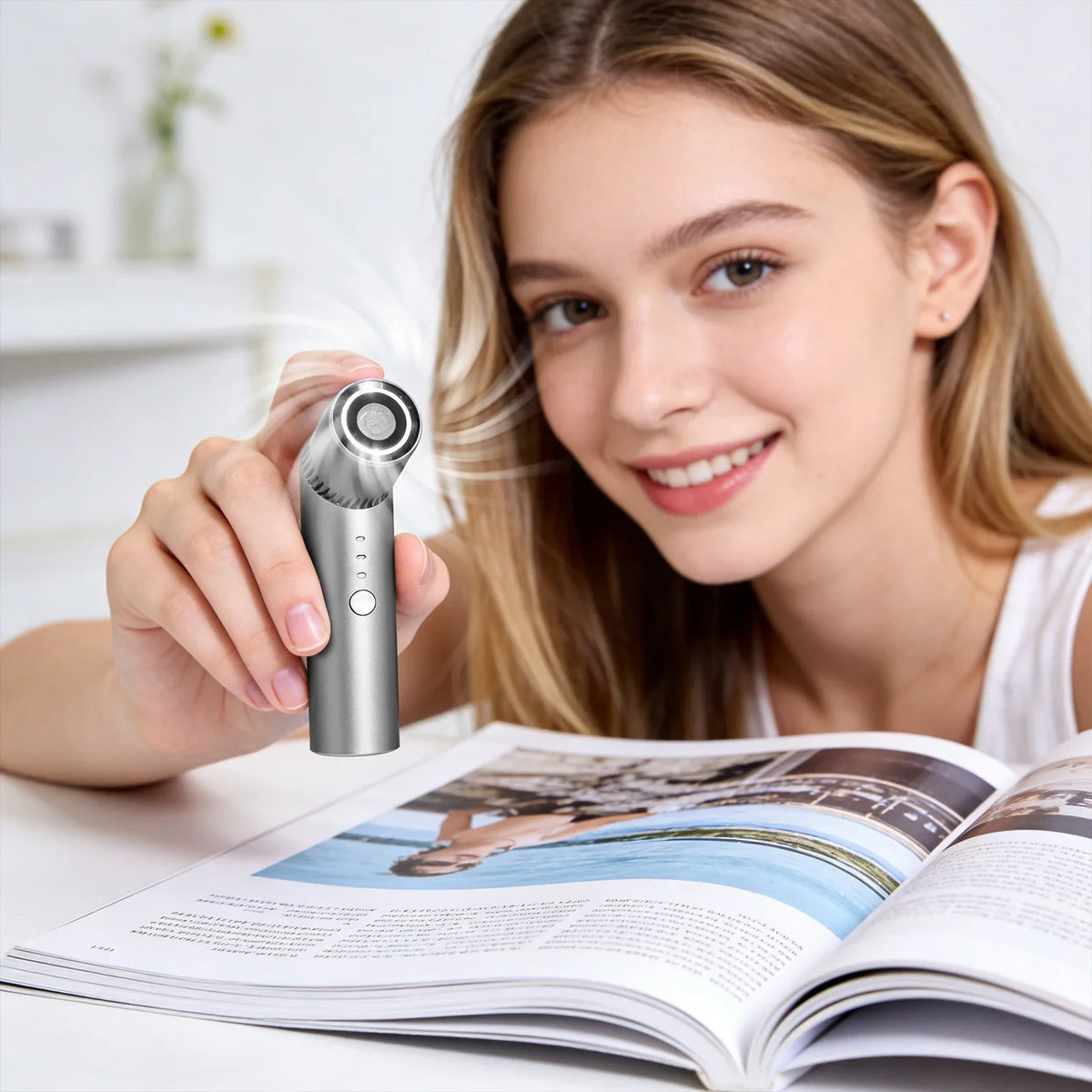 Portable Handheld Fan Digital Display | Desktop & Neck Fan Portable Personal Fan Qme