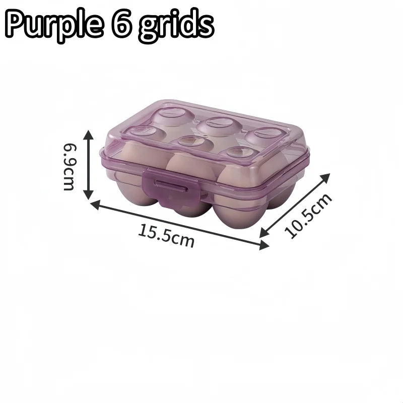 Portable Egg Storage Box with Lid – 6, 15 or 24 Grid Egg Storage Box Qme Purple 6 grids