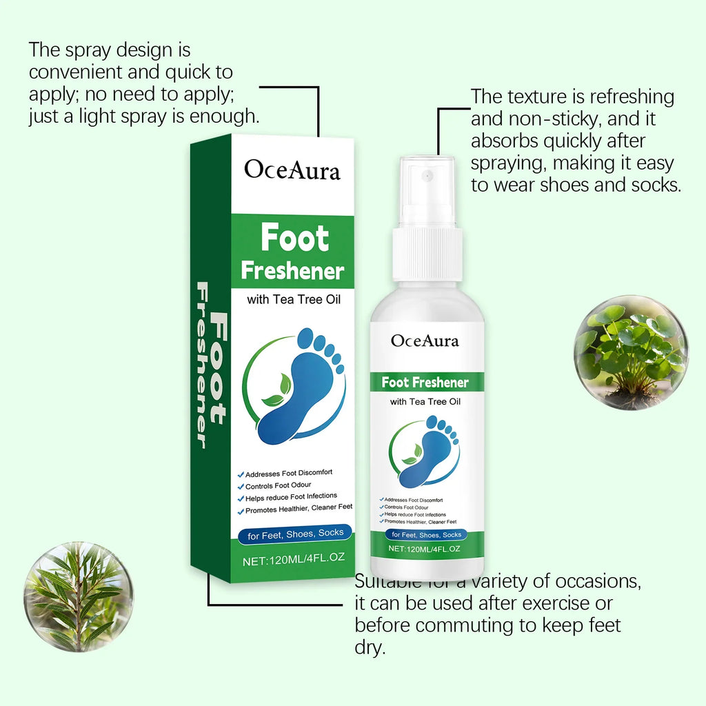 Oceaura Tea Tree Oil Foot Deodorizing Freshening Spray Foot Care Spray Qme