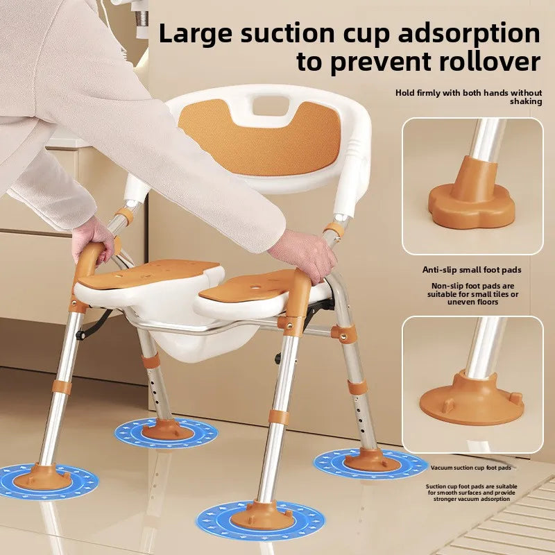 Foldable Non-Slip Bath Chair | Height-Adjustable, 150kg Capacity Shower Bath Chair Qst