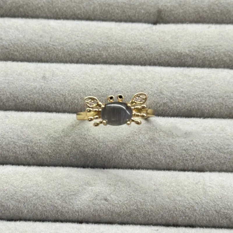 Mini Crab Charm Ring for Women | Cute Personalized Jewelry Charm Ring Qme Size 7 hei