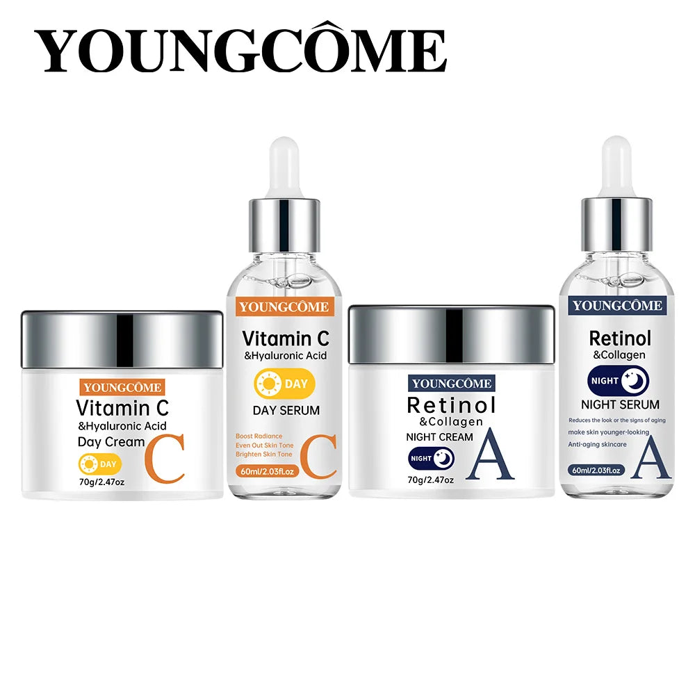 YOUNGCOME Vitamin C Toner & Cream Set – Moisturize & Smooth Facial Skincare Set Qst