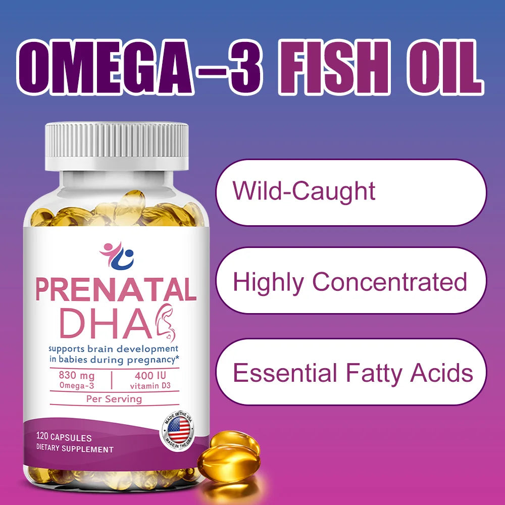 Prenatal Omega-3 DHA EPA & Vitamin D3 Capsules | Fearathe Prenatal Supplement Qst