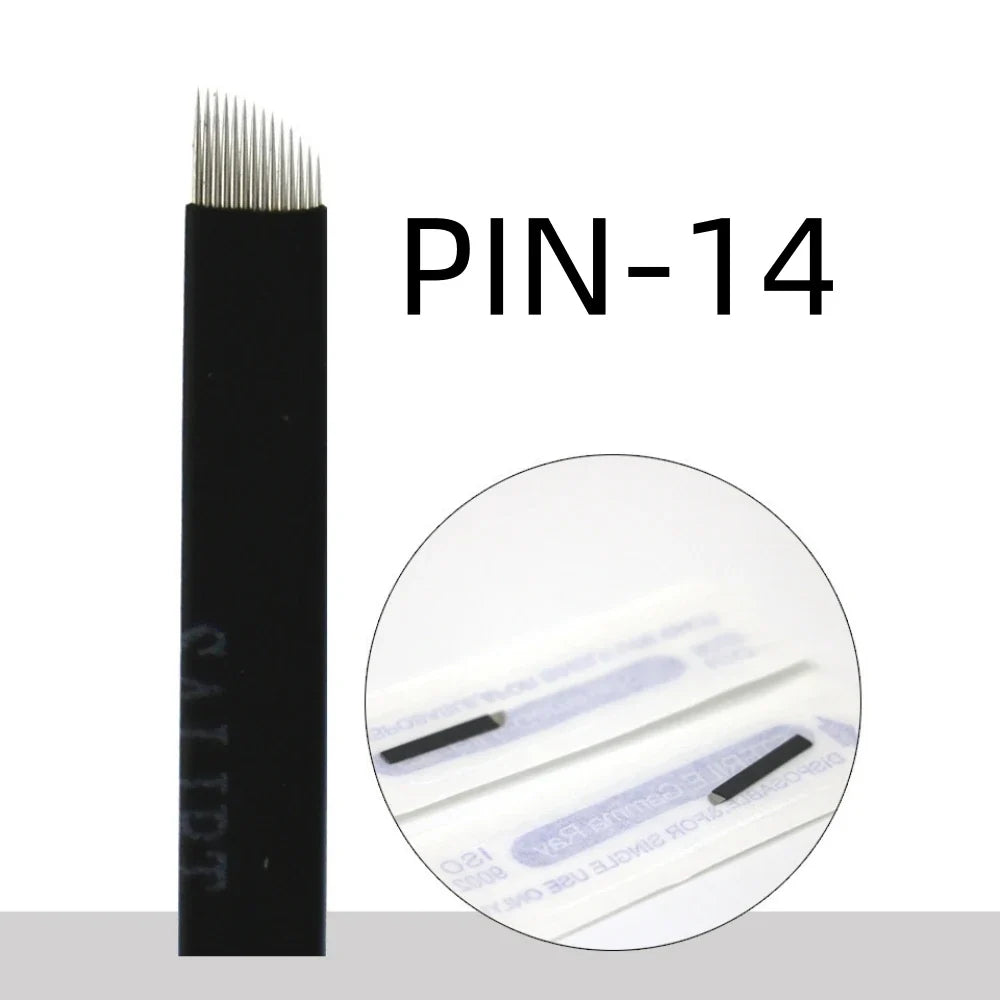 Qme Black Microblading Needles PMU Permanent Makeup Blades Microblading Needles Qme Flex 14pin Lot Of 50PCS