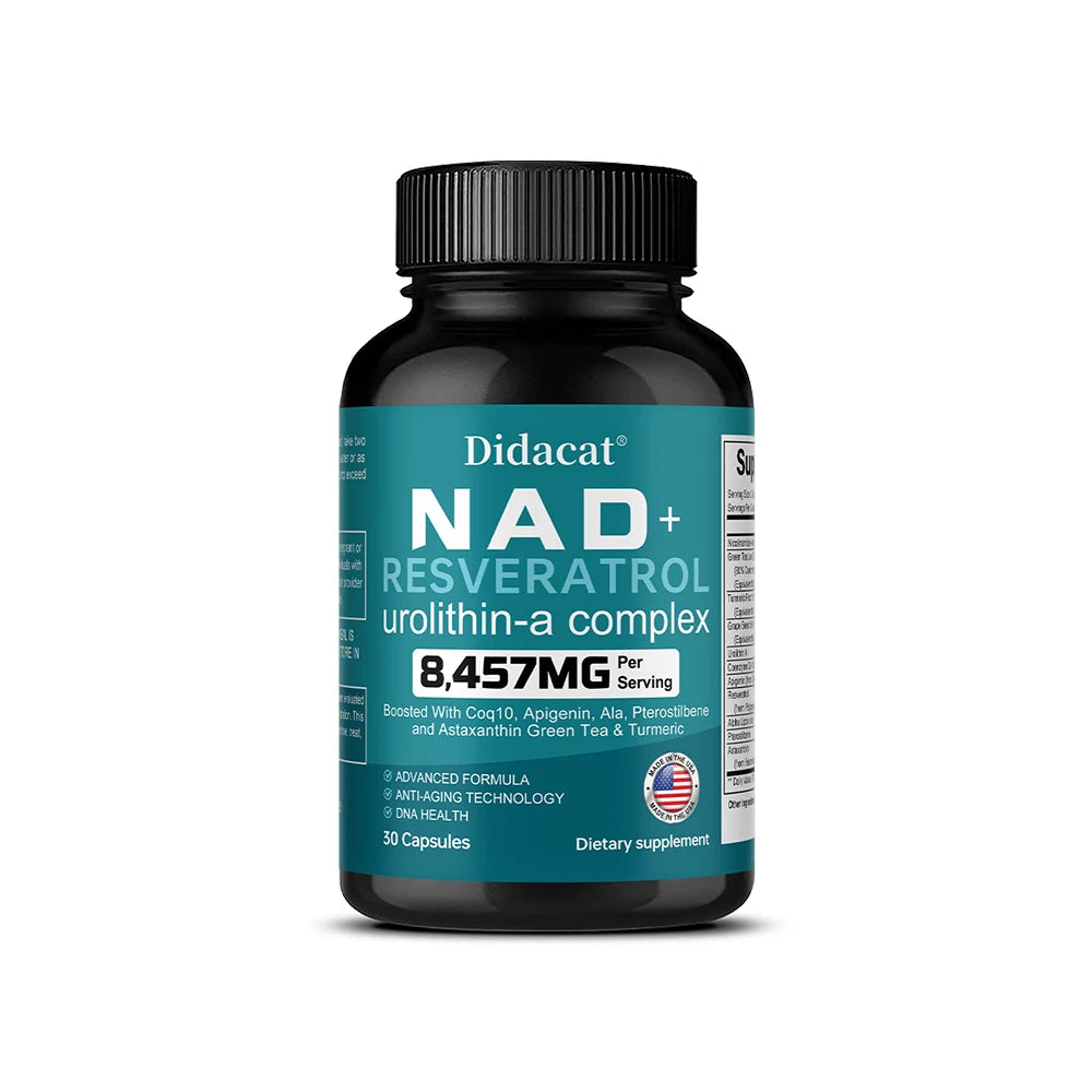 NAD+ & Resveratrol Capsules – Energy & Cellular Skin Support Wellness Supplement Qst 30 count-1 bottle