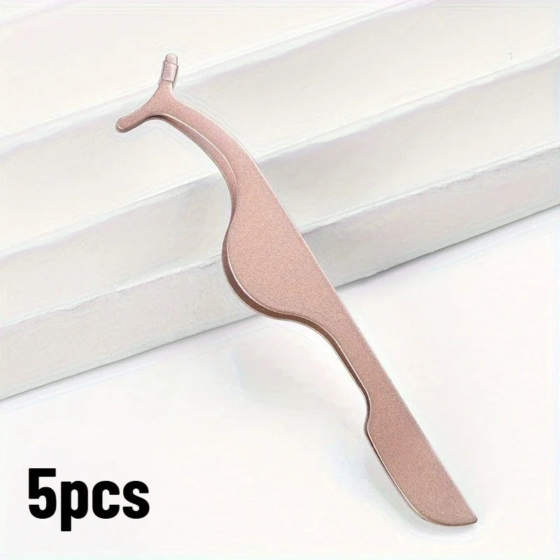 5-Piece Lipstick Applicator & Eyelash Forceps Curler Set Makeup Tool Set Qme Pink
