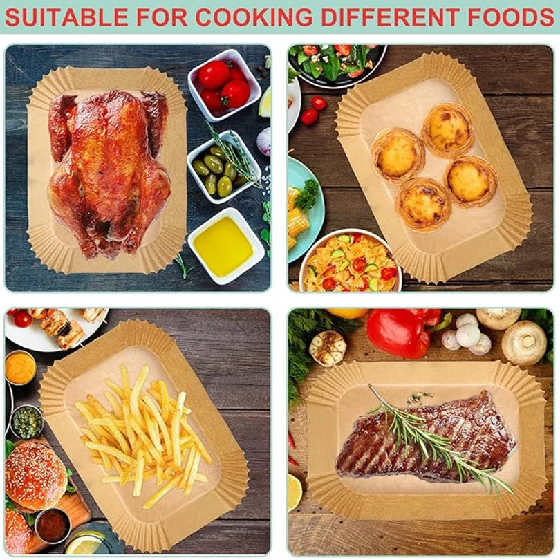 Disposable Non-Stick Air Fryer Liner Paper – Oil-Proof & Waterproof Air Fryer Liner Qme