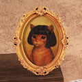 Mini Oval Retro Wooden Fridge Magnet – Funny Cat Haircut Novelty Fridge Magnet Qme A1