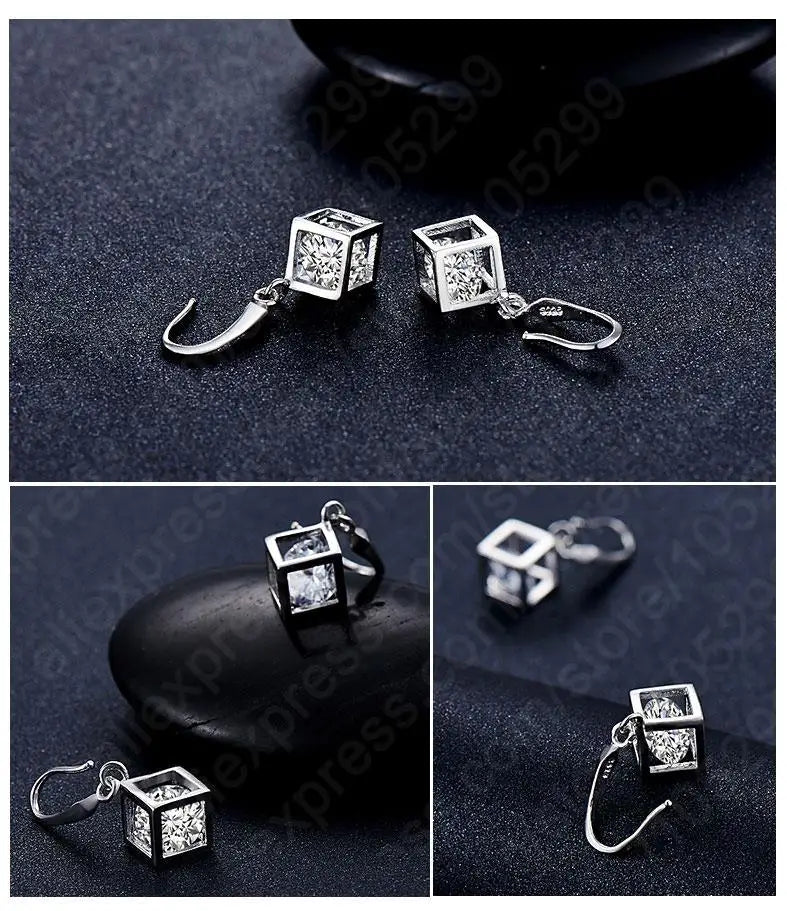 925 Sterling Silver Square CZ Pendant Necklace for Women Silver Pendant Necklace Qme