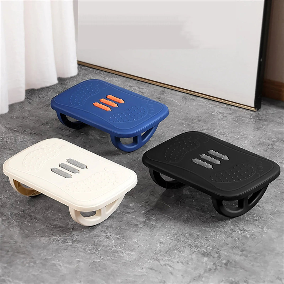 Rocking Under-Desk Footrest with Massage Rollers | Anti-Slip Ergonomic Footrest Qme