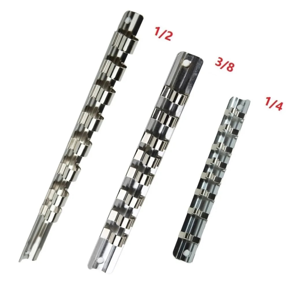 Wall-Mounted Socket Rack Rail Organizer with Clips – Iron Socket Rail Organizer Qme