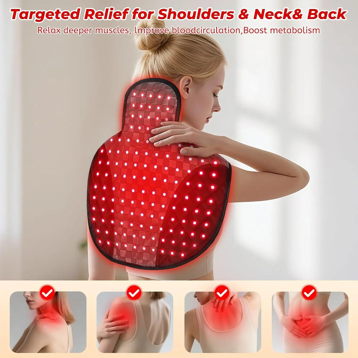 ZONGKUNG 104 LED Red Light Therapy Pad 660nm 850nm Wrap Light Therapy Pad Qst