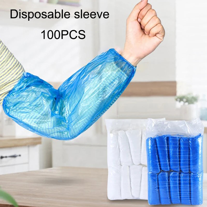 100pcs Disposable Waterproof Arm Sleeves – Oil-Proof PE Oversleeves Disposable Arm Sleeves Qst