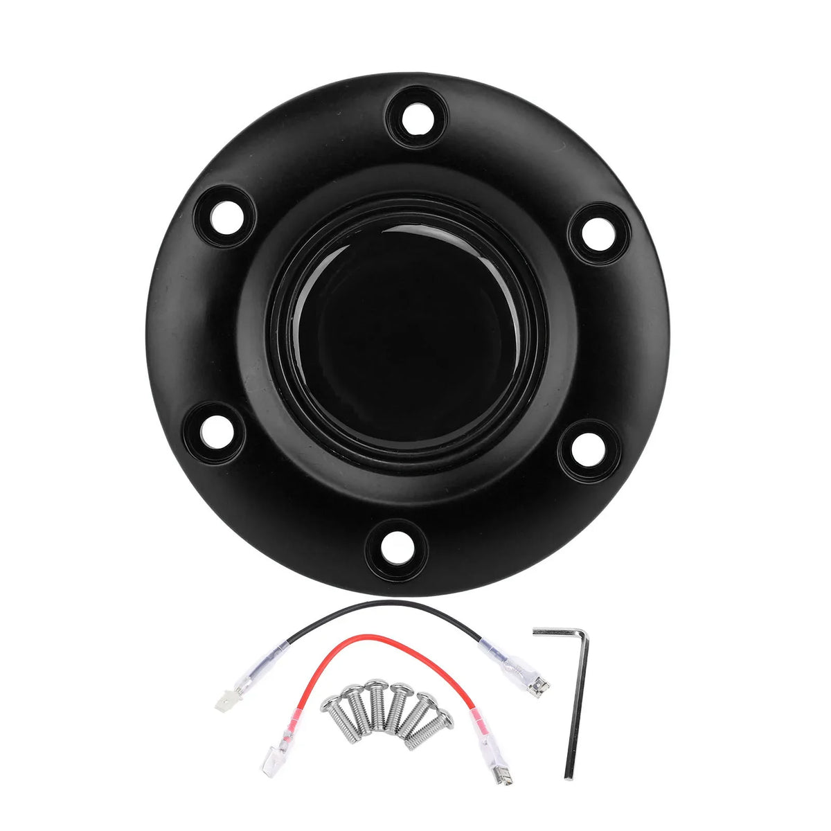 6-Hole Steering Wheel Center Horn Button Cap | ABS – 4 Colors Steering Wheel Horn Cap Qme black