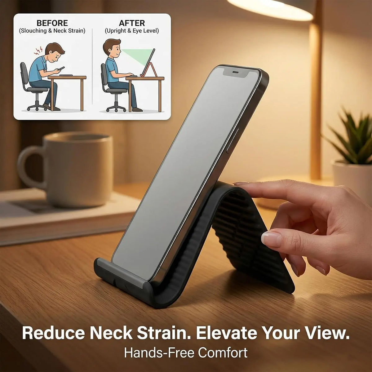 Flexible Foldable Silicone Phone Holder – Adjustable Stand Phone Stand Qme