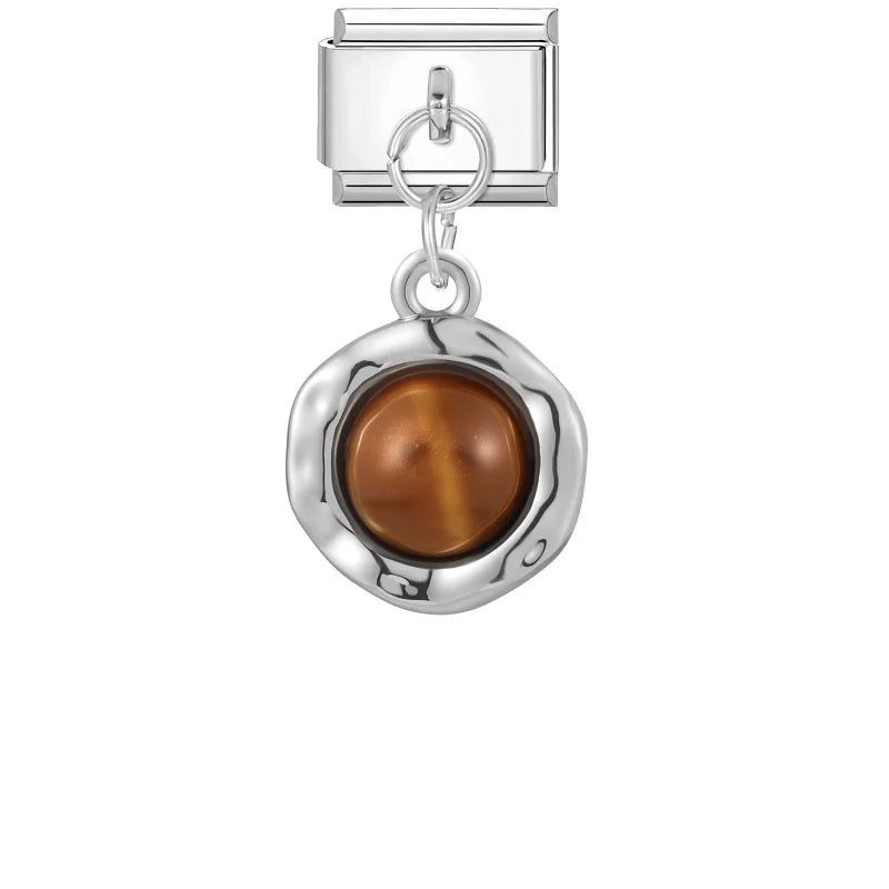 Zircon Crystal Italian Charm Link – Stainless Steel Bracelet