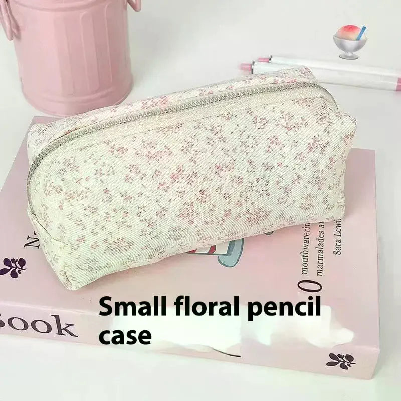 Large Capacity Pink Floral Pencil Pouch & Handheld Pen Bag Pencil Pouch Qme Default Title