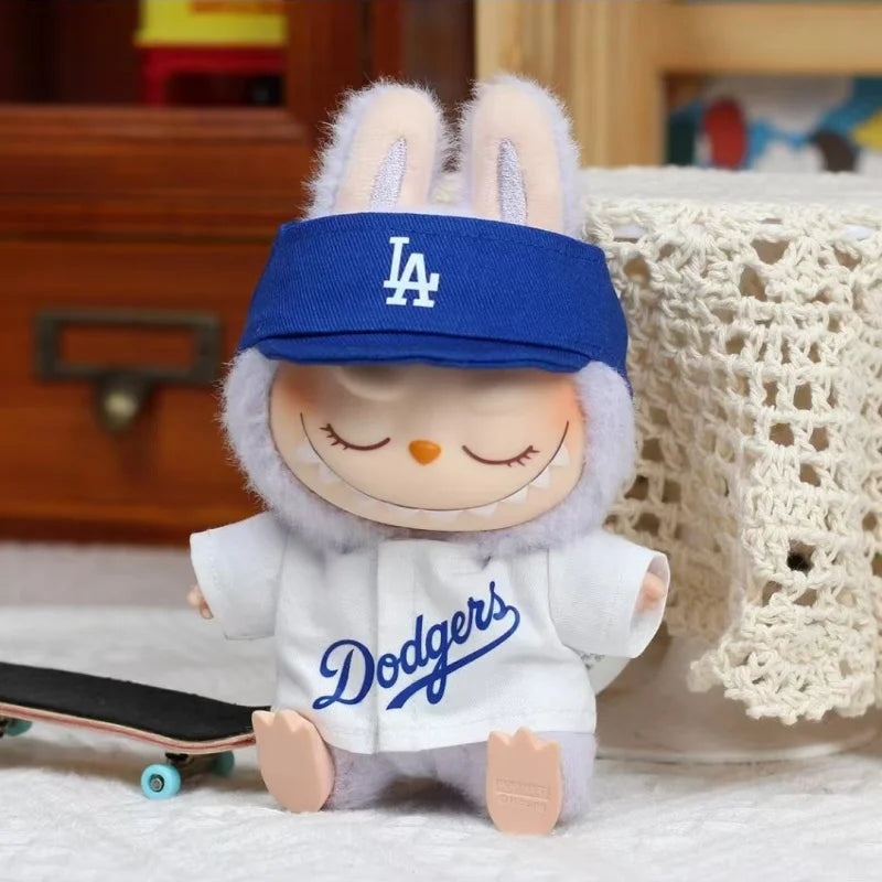 Labubu 15/17cm Doll Outfit Set – Baseball, Sweater & Skirt Doll Clothing Set Qst Tongue Cap B-2PCS NO Doll