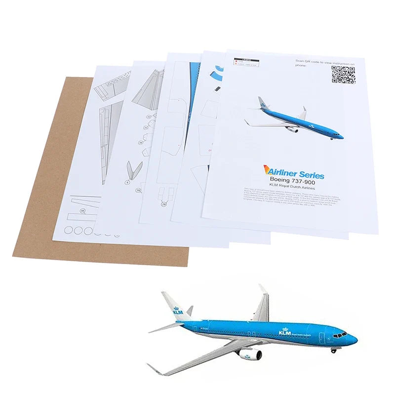 Boeing 737 Dutch Airlines 1:100 Scale 3D Paper Model DIY Kit 3D Paper Model Kit Qme