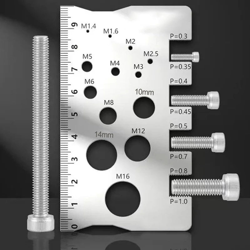 Stainless Steel Screw Thread Caliper – Pitch, Length & Diameter Gauge Thread Pitch Gauge Qst