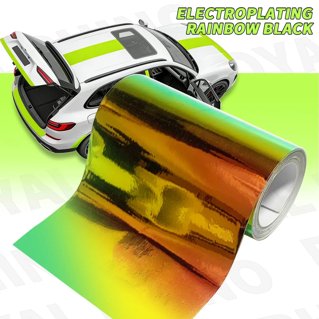 Glossy Colored Vinyl Sticker – Waterproof Self-Adhesive Car Decal Automotive Vinyl Decal Qme RAINBOW BLACK 3m 10cm