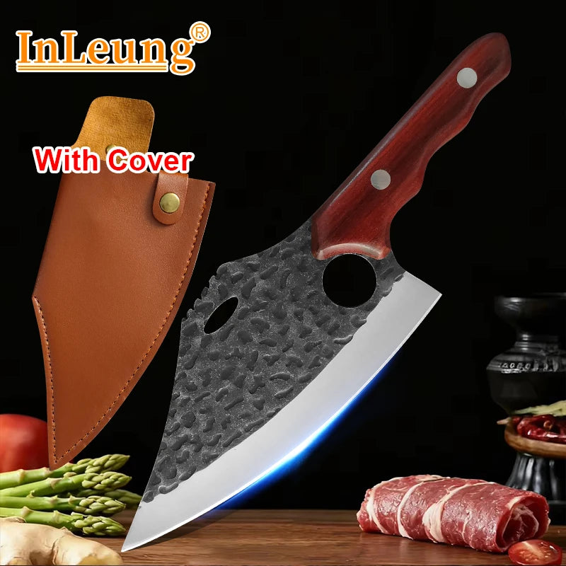 InLeung Forged Stainless Steel Cleaver & Boning Knife Kitchen Cleaver Knife Qst