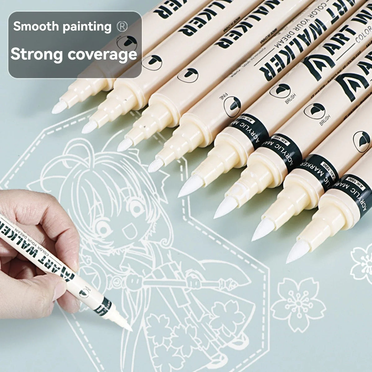 Dual Tip Acrylic Paint Markers – Black, White, Gold & Silver Acrylic Paint Markers Qme