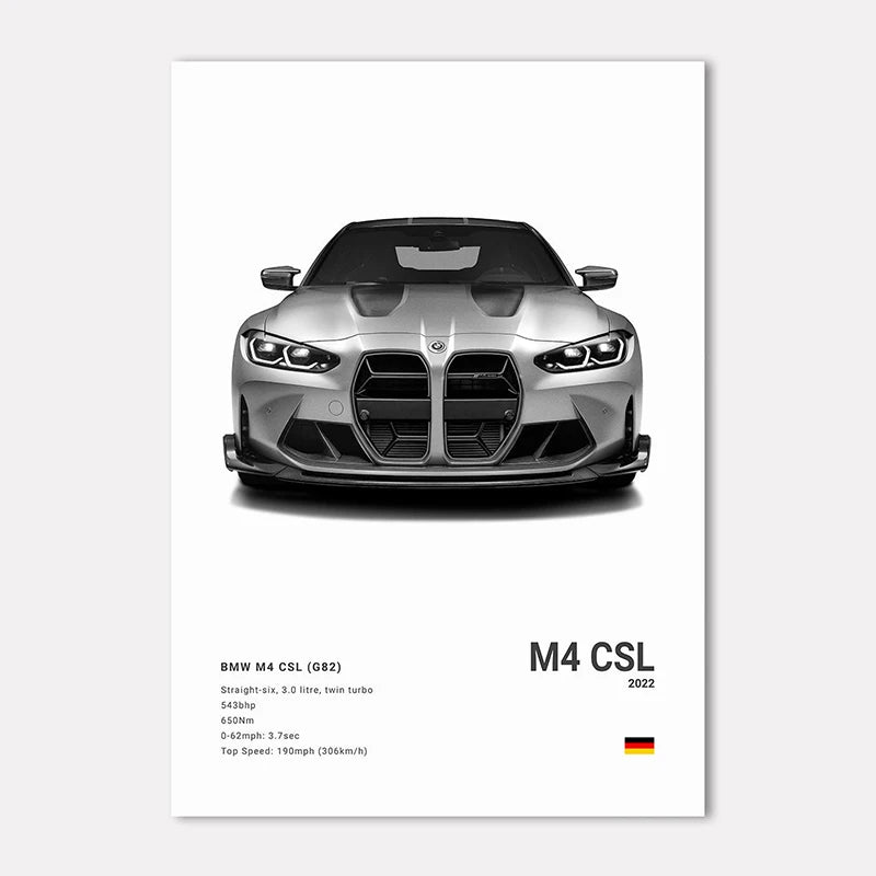Supercar Canvas Wall Art Poster – M4 P1 Divo STO SVJ Unframed