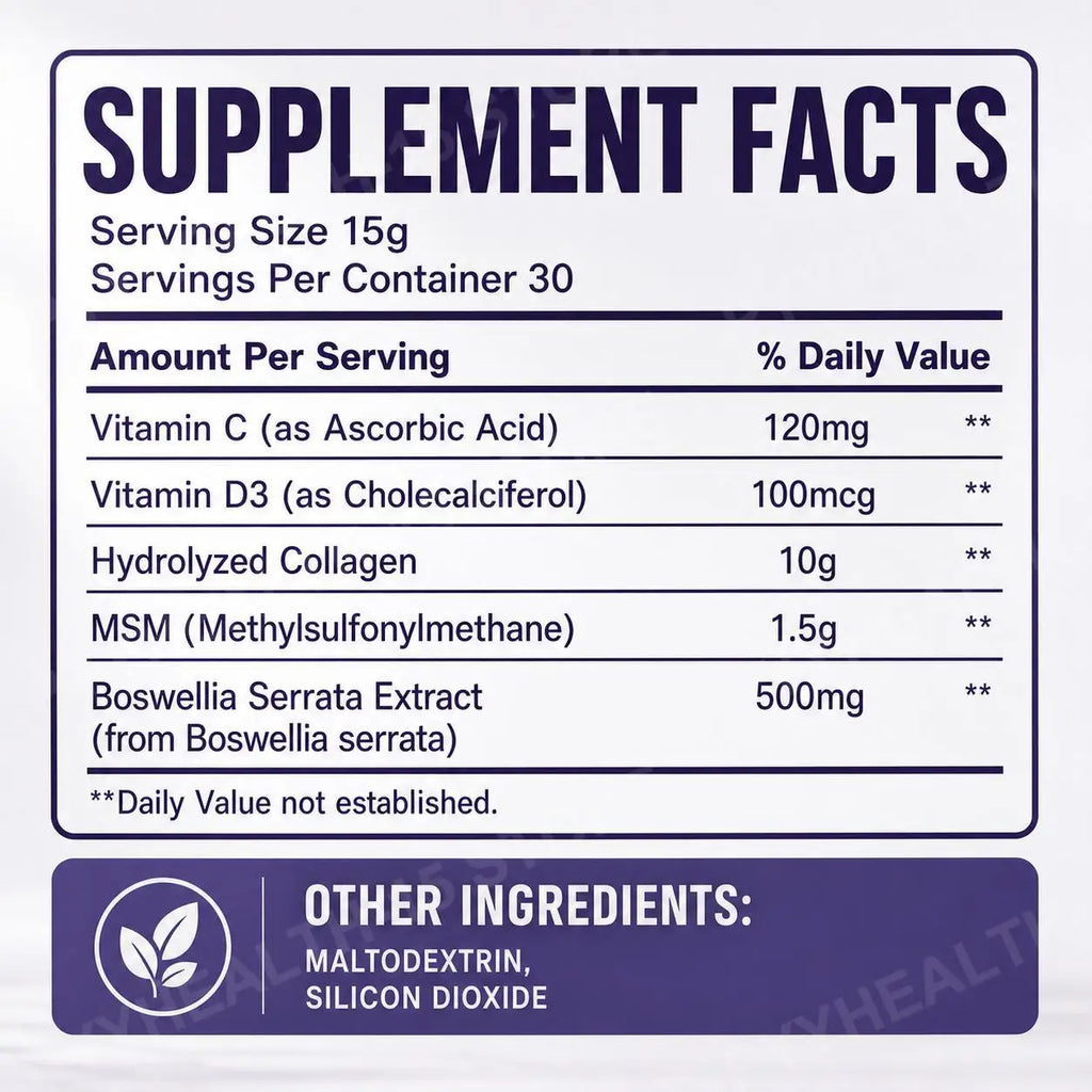 Docteat Collagen MSM Boswellia Vitamin D3 Powder | 30 Servings Collagen Supplement Powder Qst
