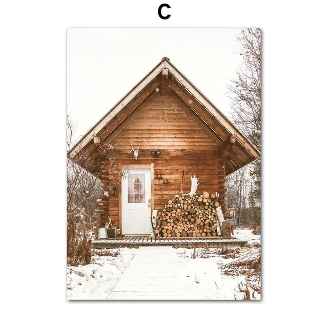 Forest Winter Landscape Canvas Wall Art – Snow & Animal Print Canvas Wall Art Qst 9 20x30cm Unframed