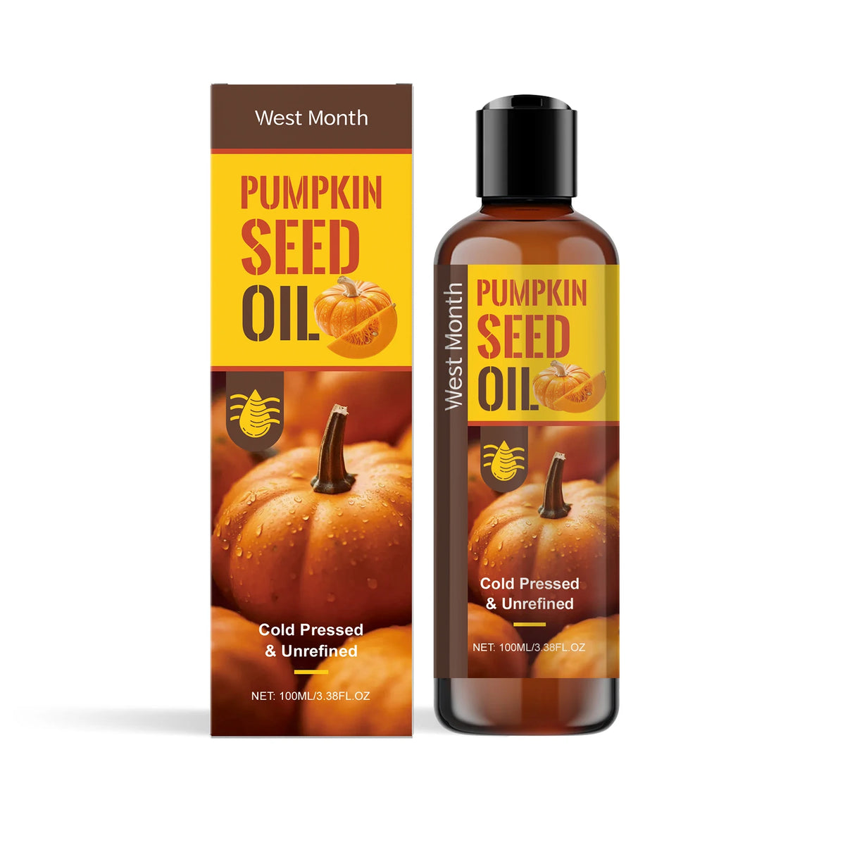 West Month Organic Pumpkin Seed Oil – Hair, Face & Body 100ml Multipurpose Beauty Oil Qst 1pc 100ml
