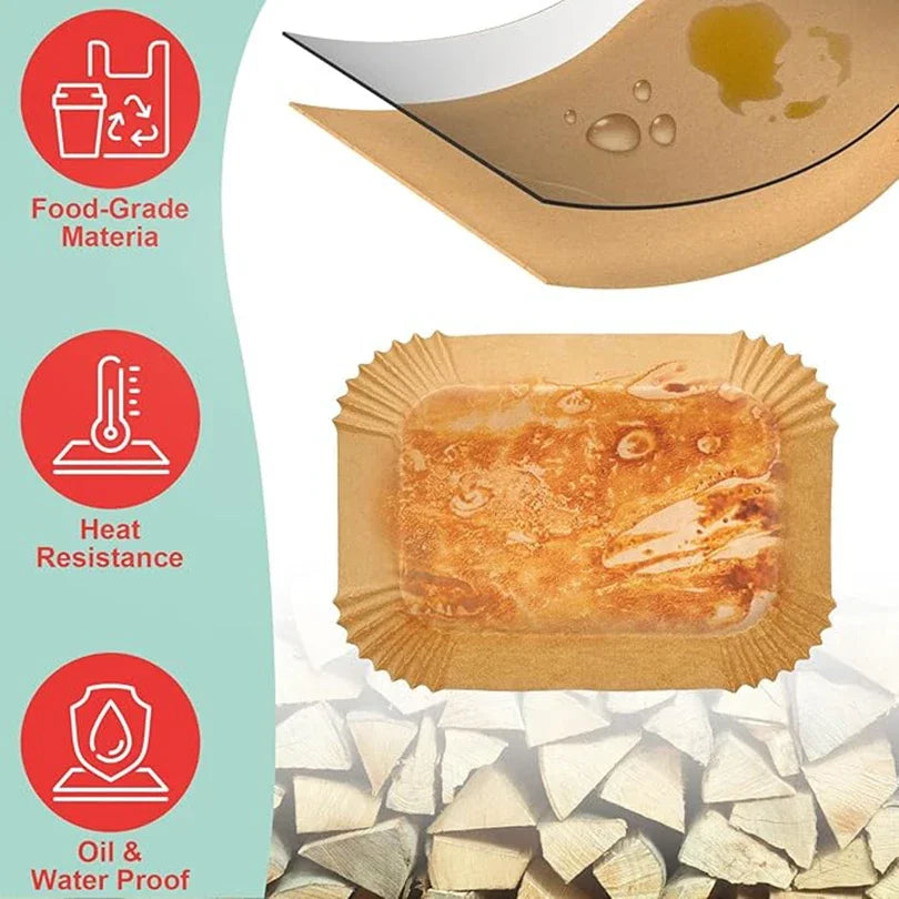 Disposable Non-Stick Air Fryer Liner Paper – Oil-Proof & Waterproof Air Fryer Liner Qme