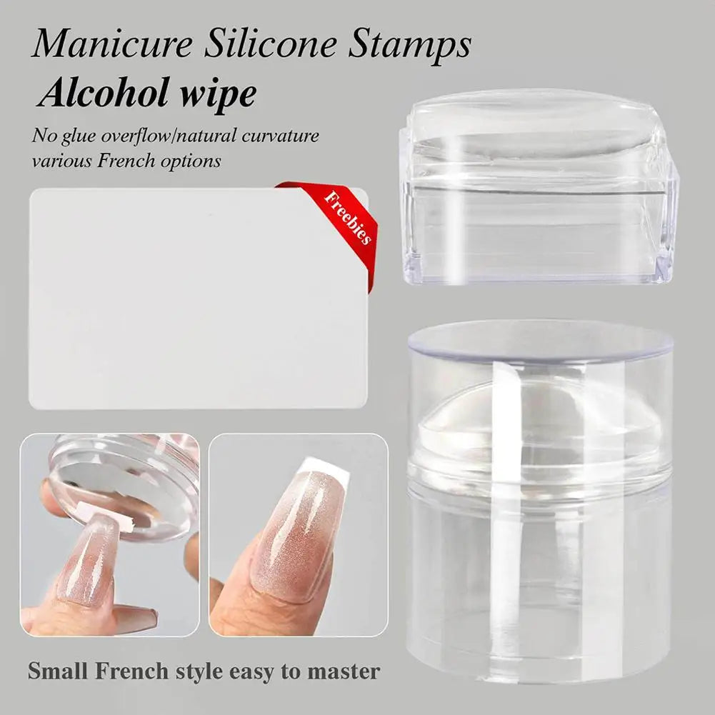 Nail Art Stamper & Scraper – Clear Silicone French Manicure Tool Nail Art Stamper Qme