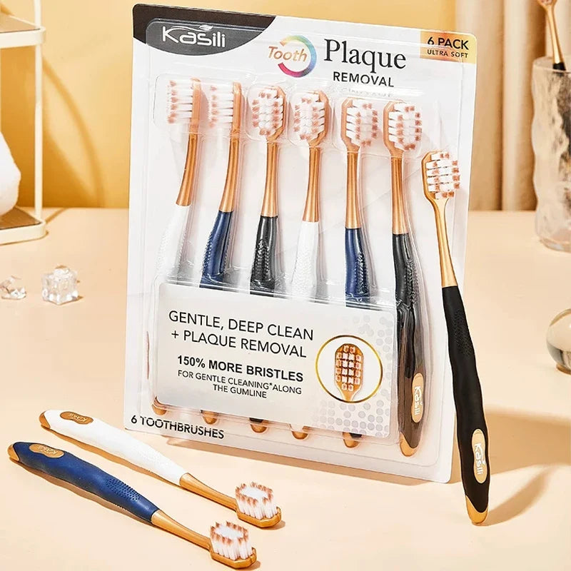 Adult Soft Bristle Wide Head Toothbrush – 6 Pack Manual Toothbrush Qme 12pcs