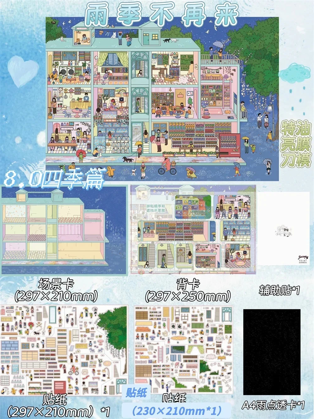 3D Layered Miniature Scene Stickers – Taro Puree Diorama 3D Craft Stickers Qme