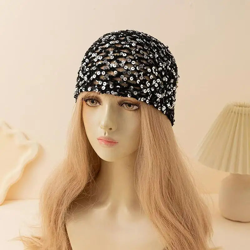 Y2K Glitter Sequined Knit Beanie Hat – Shiny Street Style Knit Beanie Hat Qst A5
