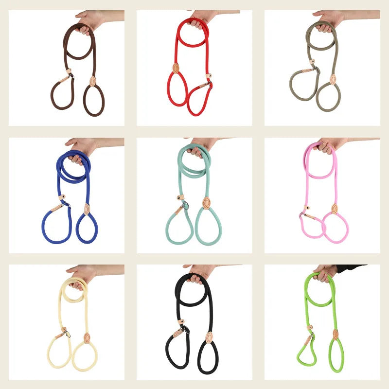 5M Heavy Duty Braided Slip Rope Dog Leash – Adjustable Loop Slip Rope Dog Leash Qme