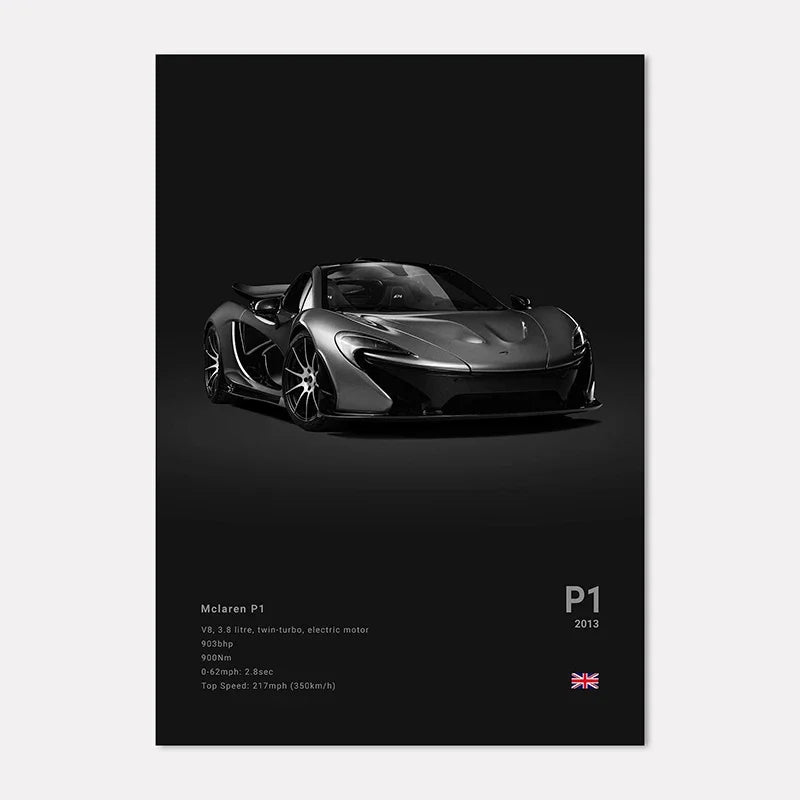 Supercar Canvas Wall Art Poster – M4 P1 Divo STO SVJ Unframed