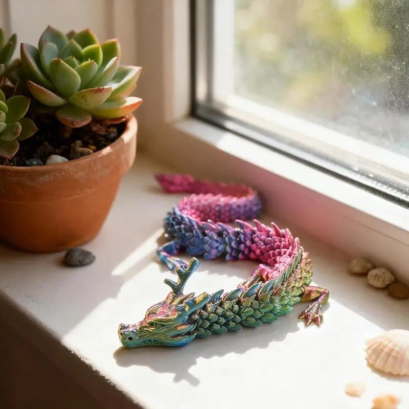 3D Printed Articulated Dragon & Egg Figurine | Home Decor Articulated Dragon Figurine Qme