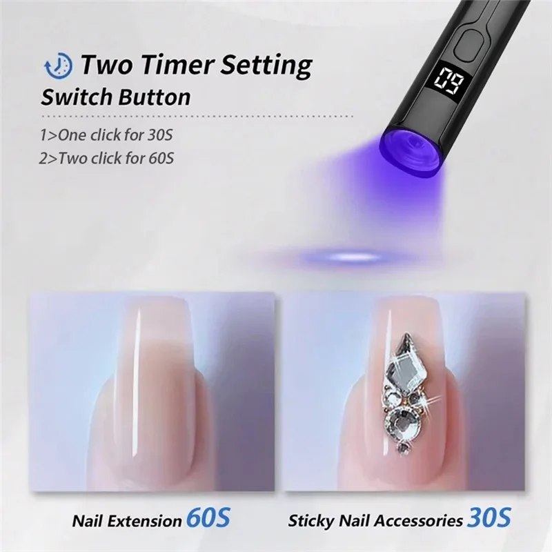 MiLESEEY 365nm UV LED Nail Curing Lamp – USB Rechargeable UV Nail Curing Lamp Qst