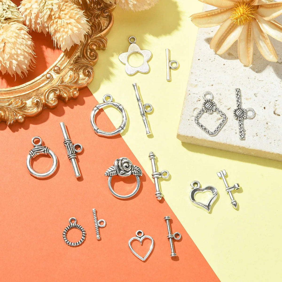 80-Set Tibetan Toggle Clasps Antique Silver – 8 Vintage Styles Jewelry Toggle Clasps Qme