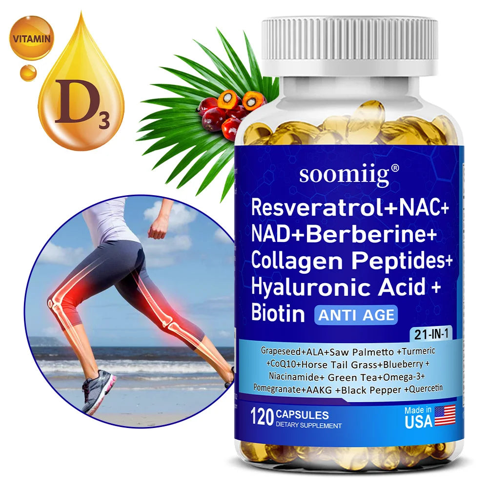 Vitamax 21-in-1 Supplement – NAD+ Collagen Berberine Resveratrol Dietary Supplement Qst