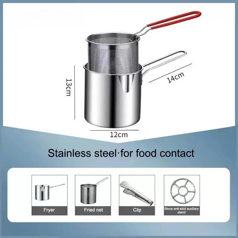 304 Stainless Steel Deep Fryer with Frying Basket | Multifunction Stainless Steel Deep Fryer Qme A4